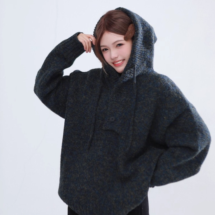 CLiFF连帽针织衫氛围感毛衣