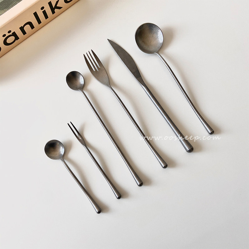 oosheep日式做旧复古304不锈钢西餐餐具套装 牛排刀叉ins风甜品勺,餐饮具,西餐餐具套装,淘宝优惠券,粉丝福利购,淘宝优惠卷
