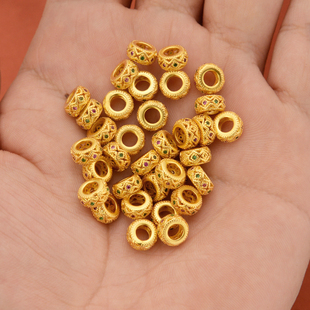 强保色沙金配件diy饰品古法金微镶锆石隔珠手链手绳编织配珠材料