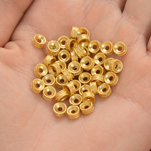 强保色沙金配件diy饰品手链隔片隔珠古法金散珠手串手绳配珠