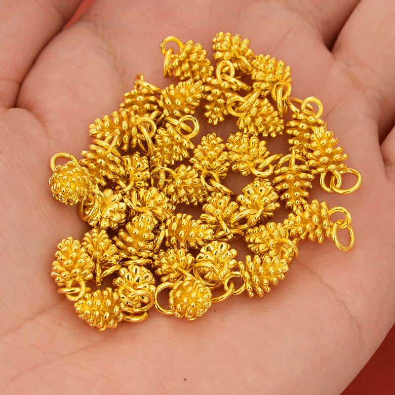 强保色18K包金饰品配件小松果吊坠挂件diy手工手链手串挂饰材料,饰品/流行首饰/时尚饰品新,其他DIY饰品配件,淘宝优惠券,粉丝福利购,淘宝优惠卷