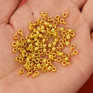 强保色18K包金饰品配件带吊环光面隔珠三通连接圈diy手工串珠材料
