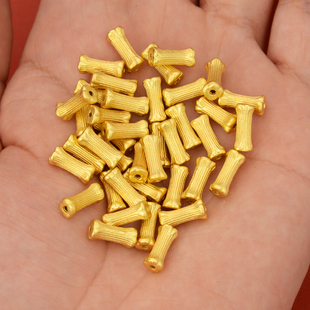 强保色沙金配件diy饰品古法金小骨头通孔竹节桶珠手链编织配珠