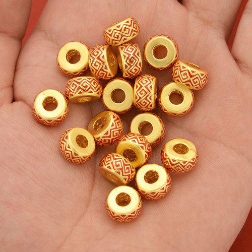 强保色沙金配件diy饰品古法金滴油万寿福疆桶珠手链手绳编织配珠 - 封面