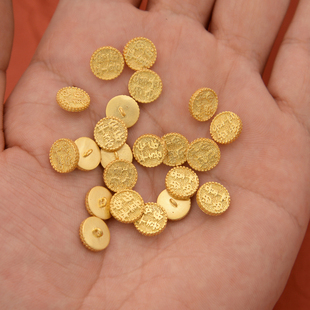 强保色沙金配件diy饰品古法金平安喜乐纽扣手链手绳编织扣子辅料