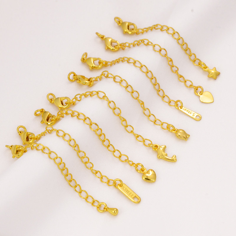 强保色18K包金饰品配件水滴心形尾链珍珠diy项链手链加长延长链,饰品/流行首饰/时尚饰品新,首饰延长链,淘宝优惠券,粉丝福利购,淘宝优惠卷