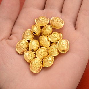 强保色沙金配件diy饰品古法金铜钱小金龟壳手链手绳编织配珠串珠