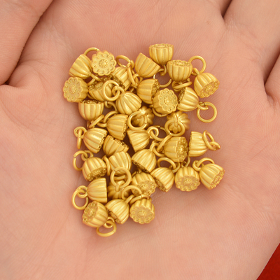 古法金diy饰品沙金配件老金莲蓬手链小挂件手串配饰首饰材料