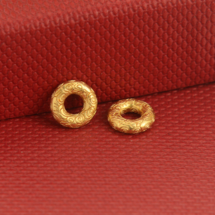 古法金diy配饰沙金配件老金手绳项链甜甜圈平安扣圆环手工錾刻