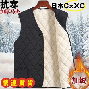 老年驼绒棉马甲加绒保暖宽松大码马夹爸爸装内外穿爷爷棉坎肩AD92
