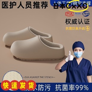 ZZ98 防水厚底加绒保暖护士静音棉拖鞋 医护级包头拖女冬季 2025新款