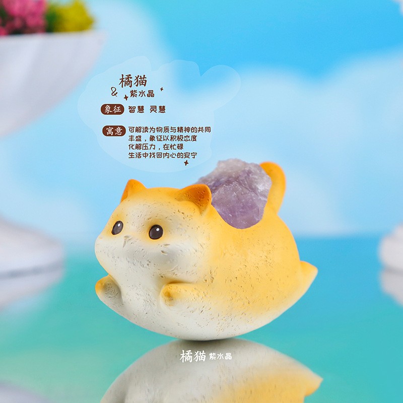 新品猫猫乐悠悠水晶摆件可爱萌宠家居桌面装饰品创意玩偶礼品ZJ07