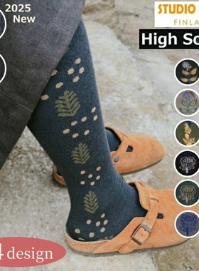 代购日本制侧边刺绣花纹中筒袜高筒袜搭配单鞋裙子文艺日系