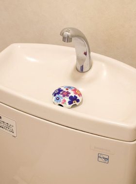 日本制代购新图案有田烧洗手盆下水口盖子日式防臭陶瓷制防止溅水