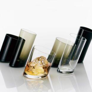 代购日本制Sghr倾斜20度角酒杯花瓶笔筒渐变色玻璃杯子高档装饰摆