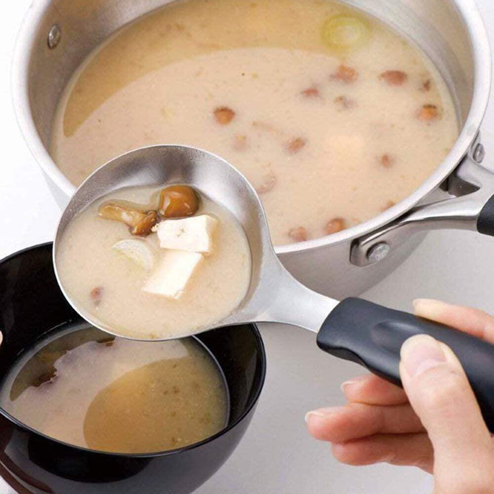 日本制 代购贝印精致料理工具高级18-8不锈钢汤勺短把易于收纳用