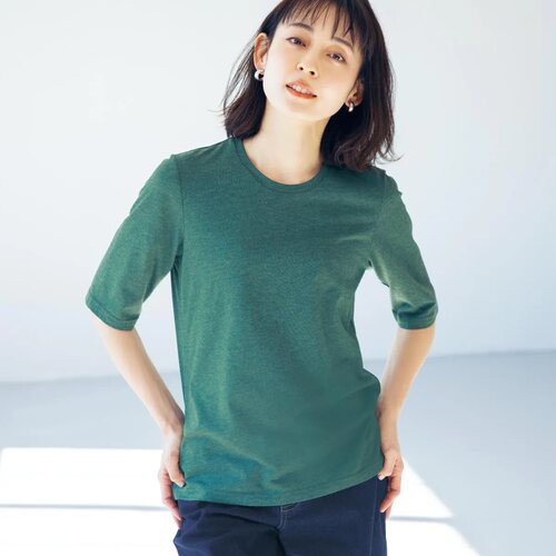 日本代购cecile极简半袖t恤正肩遮盖手臂赘肉女短袖夏装莫代尔薄