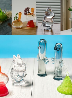 代购日本制MOOMIN×Sghr合作款玻璃花瓶戒指插摆件姆明亚美弗兰克