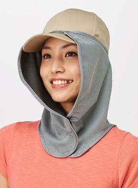 日本代购戴在帽子上的后脖子防晒围巾抗紫外户外运动面罩透气速干