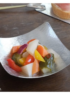 日本代购syouryu可弯曲锡冷餐盘 手工锤纹甜品小碗