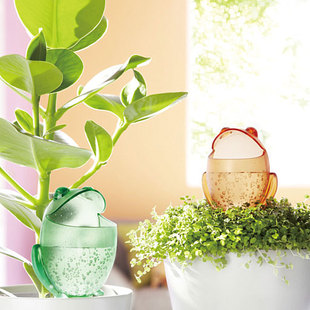 日本代购缓释渗水容器青蛙花盆注水器不在家也能浇花无人形