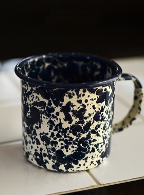日本代购Crow Canyon Home珐琅马克杯 泼墨涂鸦风