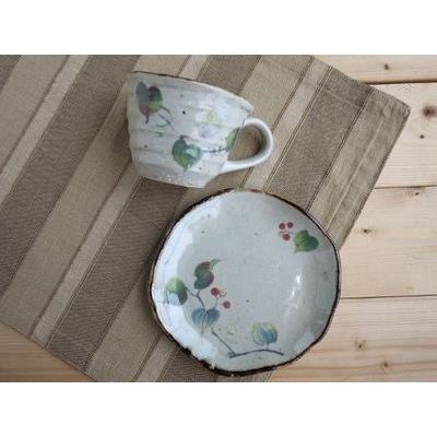 日本代购 美烧浓陶瓷咖啡杯碟组红茶杯托盘套装复古手绘花朵 个性定制/设计服务/DIY 咖啡杯 原图主图