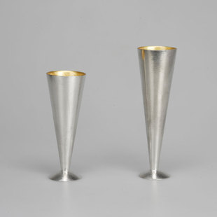 日本代购能作日本制锡杯高脚杯金色金箔 冷酒杯红酒杯