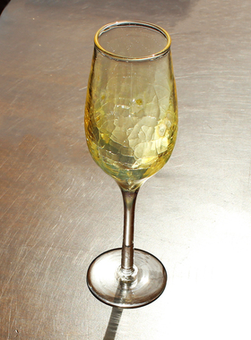 日本代购glass calico手工玻璃酒杯对杯 香槟杯 金色黄色冰裂纹