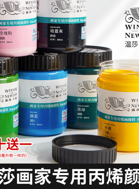 温莎牛顿画家专用丙烯颜料防水纺织墙绘套装300ml12色24色36色流体画学生初学者金色钛白色BJD娃娃diy鞋