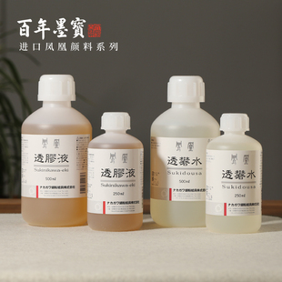 透胶液工笔画彩画国画宣纸漏矾颜彩用胶 矿物颜料 胶矾液胶透矾水 日本中川凤凰胶矾水明胶水