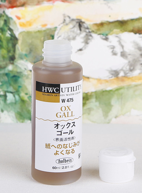 日本holbein荷尔拜因W475 牛胆汁 珠光媒介 水彩媒介60ml
