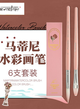 Mairtini 马蒂尼光芒系列水彩笔 BR-WC006粉色套装 勾线笔水粉笔绘画笔水彩画笔6支套装 粉色礼盒装