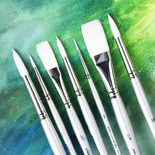 黑天鹅Black 圆头平头尼龙画笔1500s细节勾勒轮廓铺色 Velvet尼龙画笔进口混毛珍珠白水彩笔水粉丙烯画笔