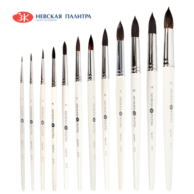 俄罗斯白夜White nights白夜松鼠毛水彩笔 圆头手绘笔勾线笔 学生专业水彩绘画笔 短杆水彩画笔2113