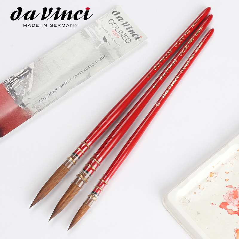 德国Da Vinci达芬奇COLINEO系列红杆圆头长峰多用途水彩画笔 新品