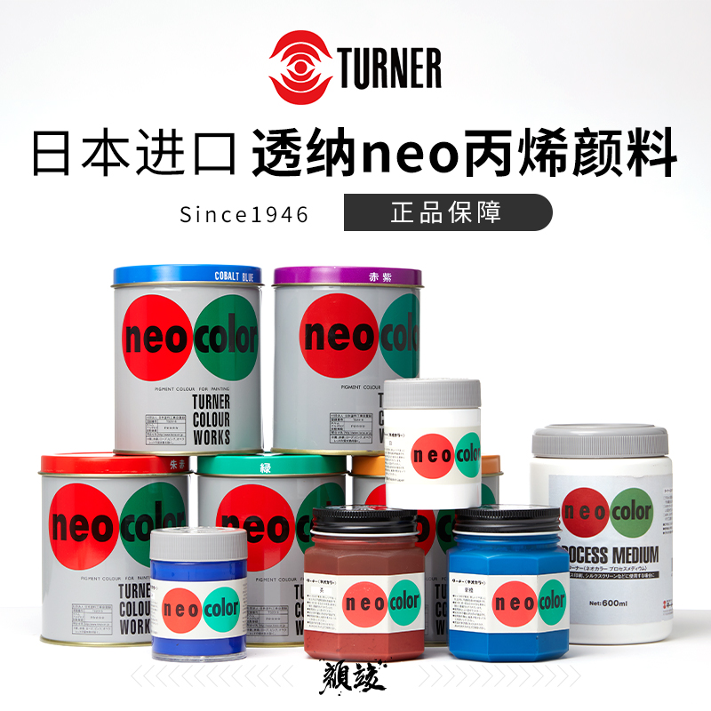 TURNER透纳丙烯颜料不透明耐水性绘具100ml/250ml/600ml/3Ldiy手绘墙绘涂鸦石头画染料涂料绘画工具
