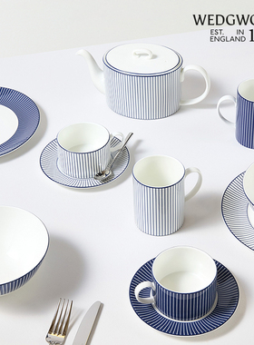 【咨询折扣】WEDGWOOD威基伍德蓝调几何马克杯骨瓷咖啡杯GIO BLUE