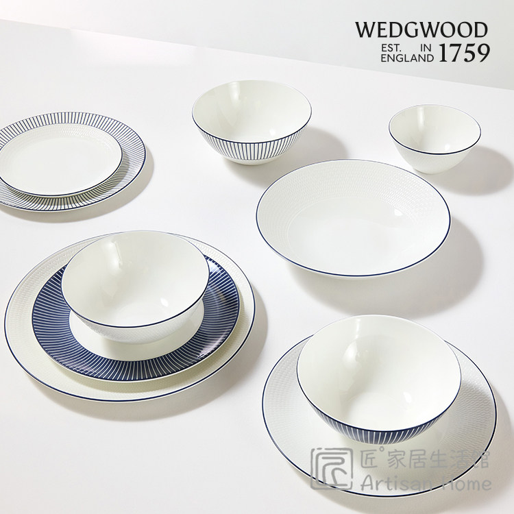 WEDGWOOD蓝调几何骨瓷面碗餐盘