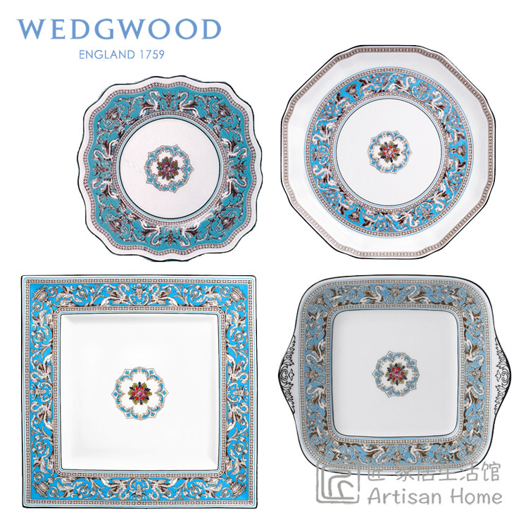 【咨询折扣】英国进口WEDGWOOD丝绸之路骨瓷西餐盘双耳方盘八角盘