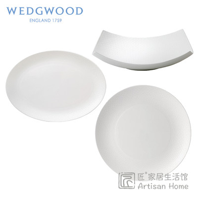 WEDGWOOD几何GIO纯白骨瓷餐盘子