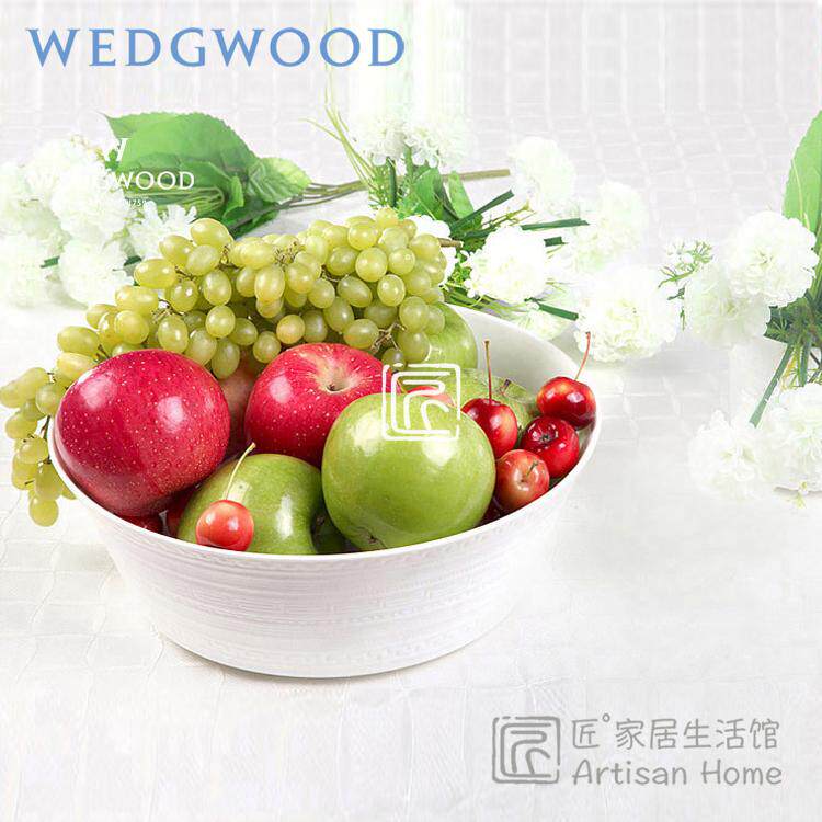 WEDGWOOD白色浮雕骨瓷汤碗果盆