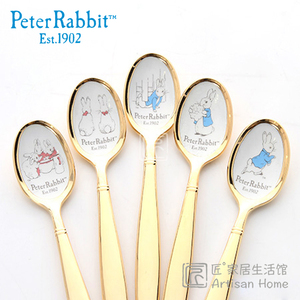代购Peter Rabbit彼得兔咖啡甜品勺点心叉景泰蓝镀金镀银日本进口