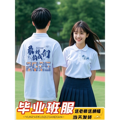 毕业班服翻领POLO衫定制T恤初高中生同学聚会运动会团队统一服装