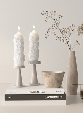 DIY圆柱香薰蜡烛模具葡萄柱立体创意摆件石膏硅胶模具QW16