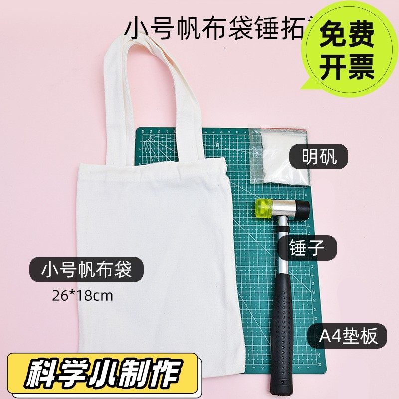 大容量手提袋植物敲拓染帆布包材料包套装幼儿园diy印染锤拓SD19