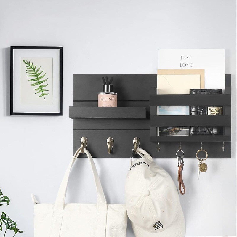 壁挂式墙上置物架墙壁装饰挂件木质收纳架家居墙面木制邮件钥SD61