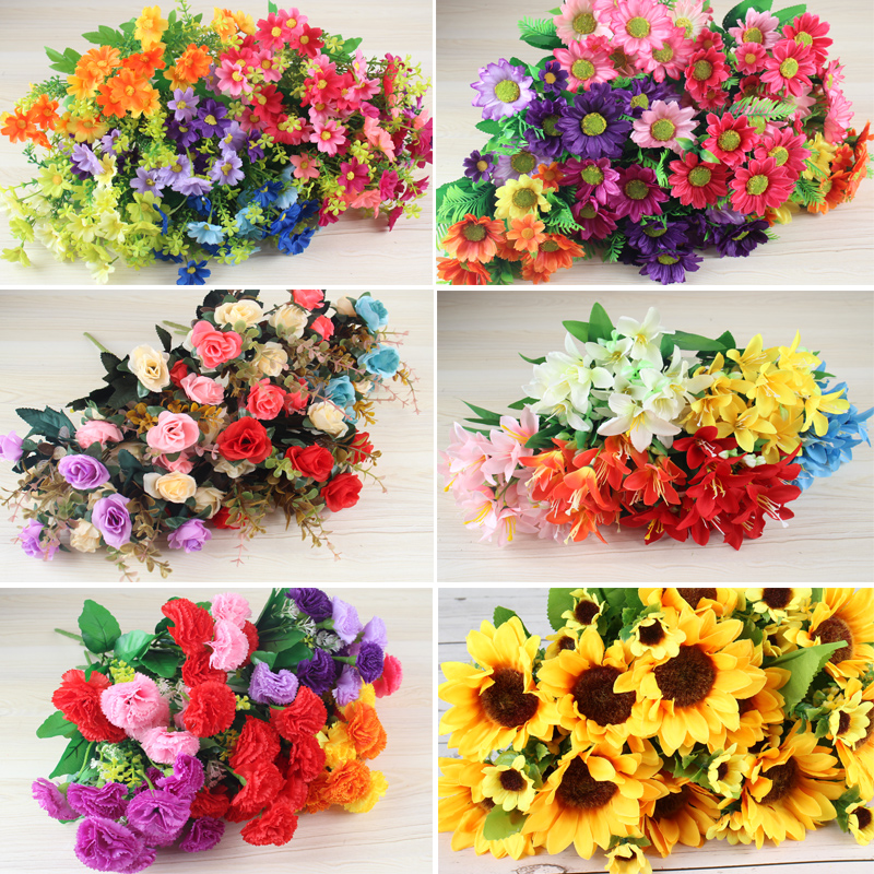 绢花塑料花花束向日葵仿真花单枝