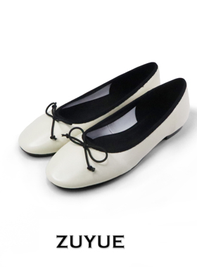 row风浅口经典系列小圆头蝴蝶结白色芭蕾舞风平底单鞋女