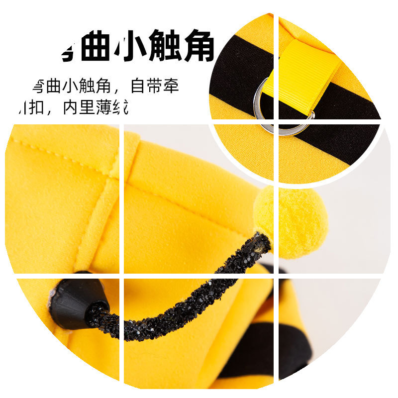 春秋天猫咪可爱小蜜蜂牵引薄绒卫